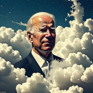 Joe Biden Floating in Clouds 4K High Definition Photo