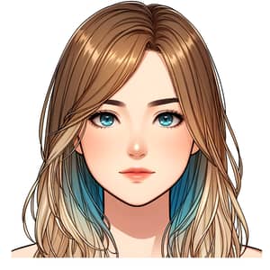 Young Woman with Light Brown Hair and Sky Blue Streak - Portrait