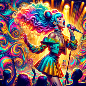 Female Pop Singer | Psychedelic Pop Art Stage Performance