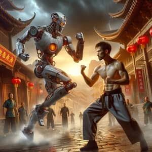 Chinese Kickboxing Fighter vs. Rebellious Robot Battle