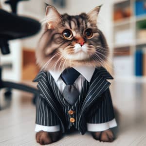 Classy Cat in a Formal Suit | Professional Look