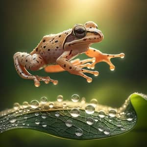 Frog Landing on Leaf: Nature's Perfect Moment