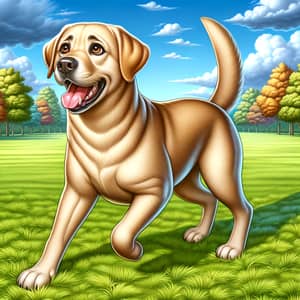 Lively Labrador Retriever Frolicking in Park - Joyful Dog Scene