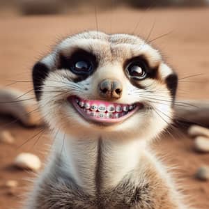 Cheerful Meerkat with Braces Smiling