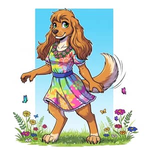 Stylized Girl Cocker Spaniel Fursona Art