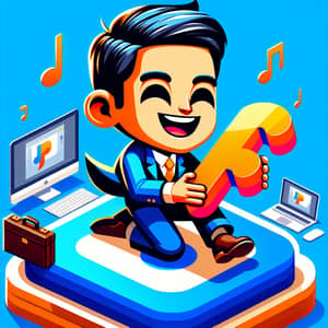 Playful Cartoon Businessman Avatar for Social Media