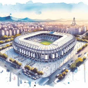 Santiago Bernabeu Watercolor Art for Waitstaff