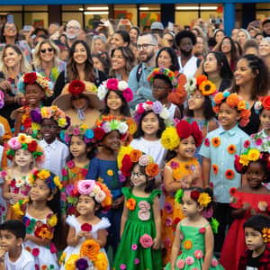 Vibrant Costumes at Bergonzi Elementary School Event