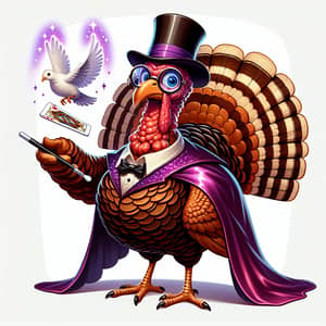 Magical Turkey Performing Tricks with Shiny Plumage and Outfit