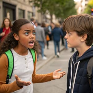 Green-Eyed Girl and Blue-Eyed Boy in Heated Discussion