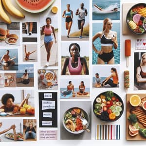 Active & Healthy Lifestyle Mood Board: Fitness, Diet, Motivation