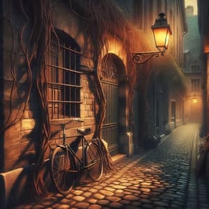 Gritty Outlook: Vintage Cobblestone Street Scene