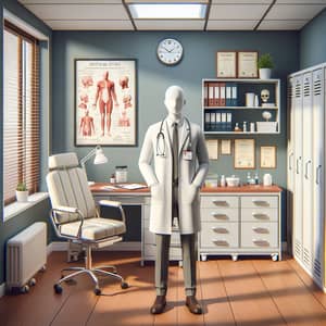 Professional Character in Doctor's Office Background