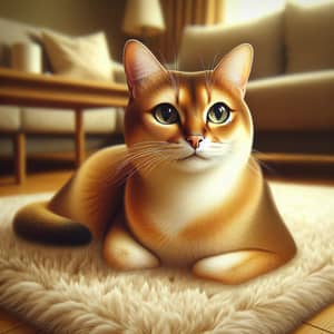 Realistic Cat Image: Relaxing in a Cozy Room