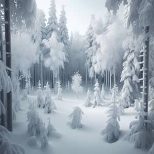 Serene Snow-Covered Winter Forest Scene