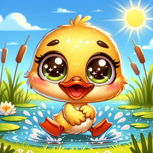 Adorable Cartoon Duck Character - Playful & Cheerful