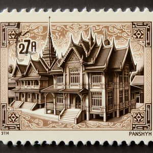 Traditional Architecture Stamp | Country Name Vintage Design