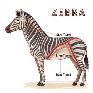 Human Anatomy of a Zebra: Skin, Liver & Bone Tissues