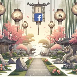 Traditional Chinese Theme: Serene Garden Facebook Cover