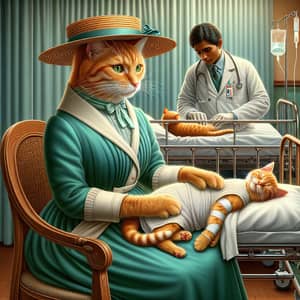 Ginger Cat in Hospital Scene | Realistic Hyper-Realism Art