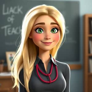 Pixar-Style Female Character With Blonde Hair