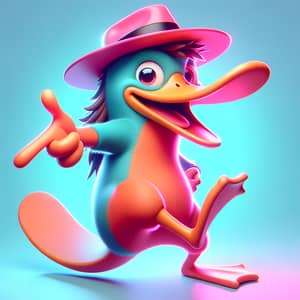 Neon Platypus Illustration - Fun, Exaggerated Digital Artwork