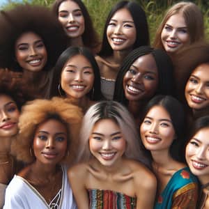 Diverse Young Women Radiating Joy and Love