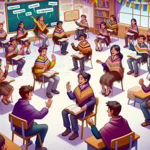 Multicultural Classroom Engaged in Lively Charades Game