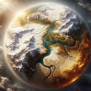 Fantasy World Map: Snow, Sand, and Rivers