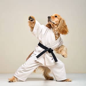 Golden English Cocker Spaniel Martial Arts Training