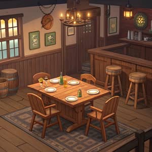 Top Down Game Background: Cozy Pub Setting