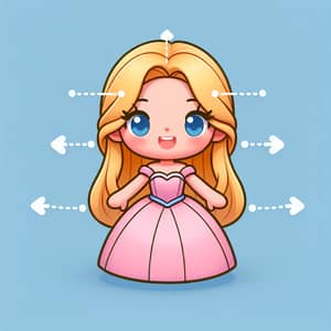 3D Model of Girl Doll in Princess Dress with Blonde Hair