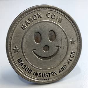 Mason Coin - 50 Cents with Smiley Face