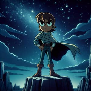 Leon Espada - Vintage Cartoon Character on Rock under Starry Sky