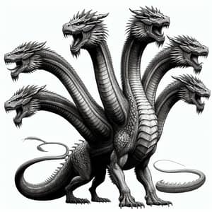 Realistic Dragon with Seven Lion-Like Heads