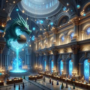 Magical Bank in City | Enchanting Structure with Dragon Statue