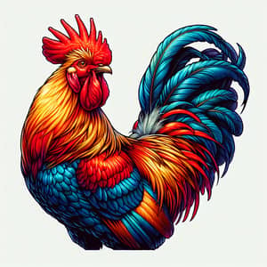 Vibrant Rooster Illustration | Colorful Feathers & Red Comb