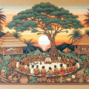 Traditional Filipino Community Meeting Art - Pre-1912 Style