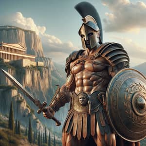 Ancient Greek Gladiator | Traditional Weaponry & Imposing Stance