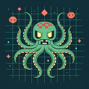 Kraken Space Invaders Art | Unique Gaming Decor