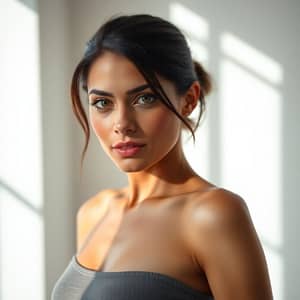 Confident Brunette Model in Natural Light Portrait