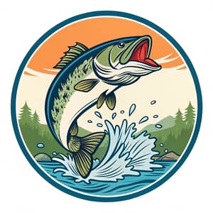 Largemouth Jumping River Logo Sticker Design