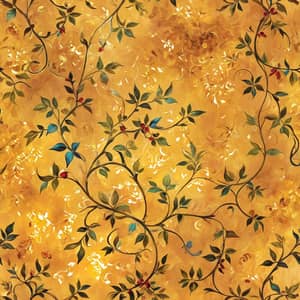 Vines Pattern Yellow Oil Painting Textures