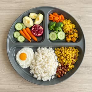 Indian Balanced Meal Plate with Four Sections