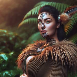 Maori Woman in Traditional Attire: Pride in Heritage and Nature