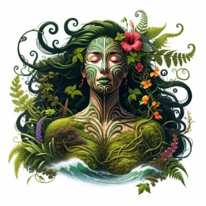 Papatuanuku: Maori Earth Goddess with Moko Kauae Tattoo