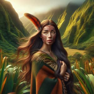 Traditional Maori Woman in Vibrant Landscape | Cultural Heritage