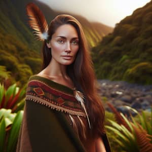 Maori Woman in Traditional Attire | Lush Green Landscape