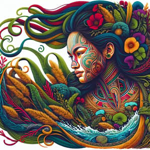 Vibrant & Colorful Painting of Papatūānuku - Māori Earth Mother