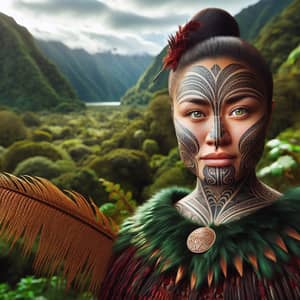 Maori Woman Enveloped in Tradition and Natural Beauty